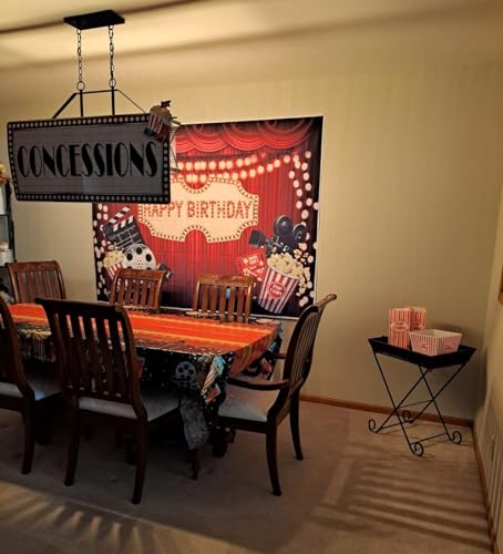 Cenven Movie Night Backdrop Red Carpet Movie Theme Birthday Party Background Children Star Movie Theme Party Photography Decoration Photo Shoot Props 7x5FT - Image 3