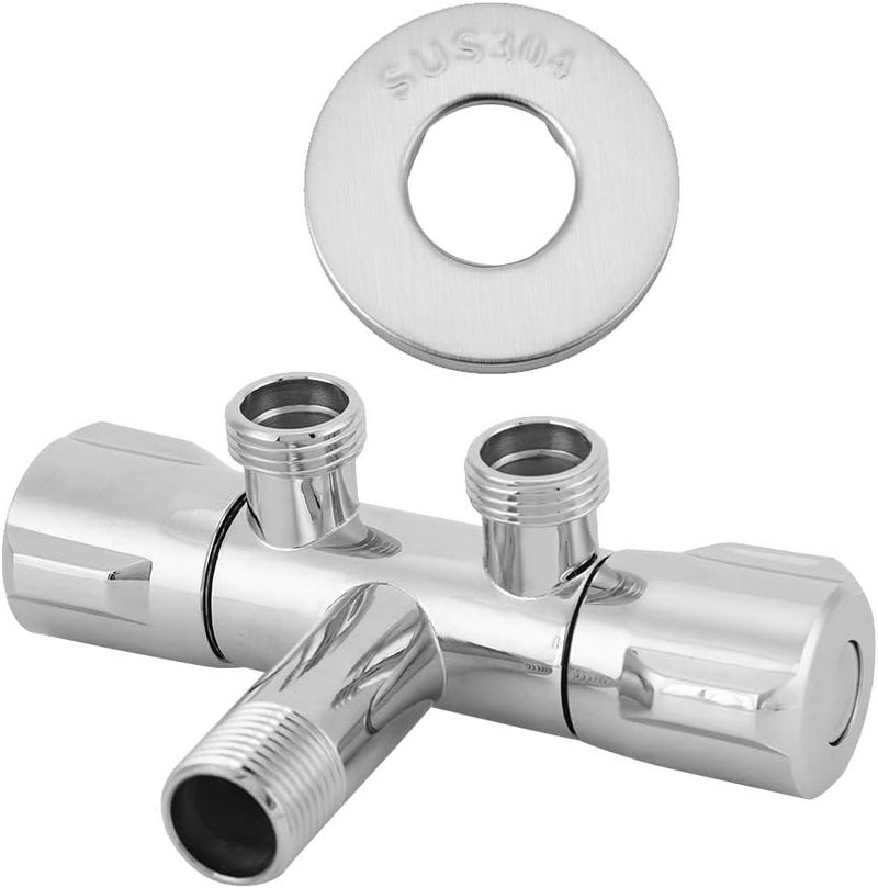 G1 2 Inch Copper Double Outlet Angle Valve For Bidet Shower And Toilet Water Supply - Image 2