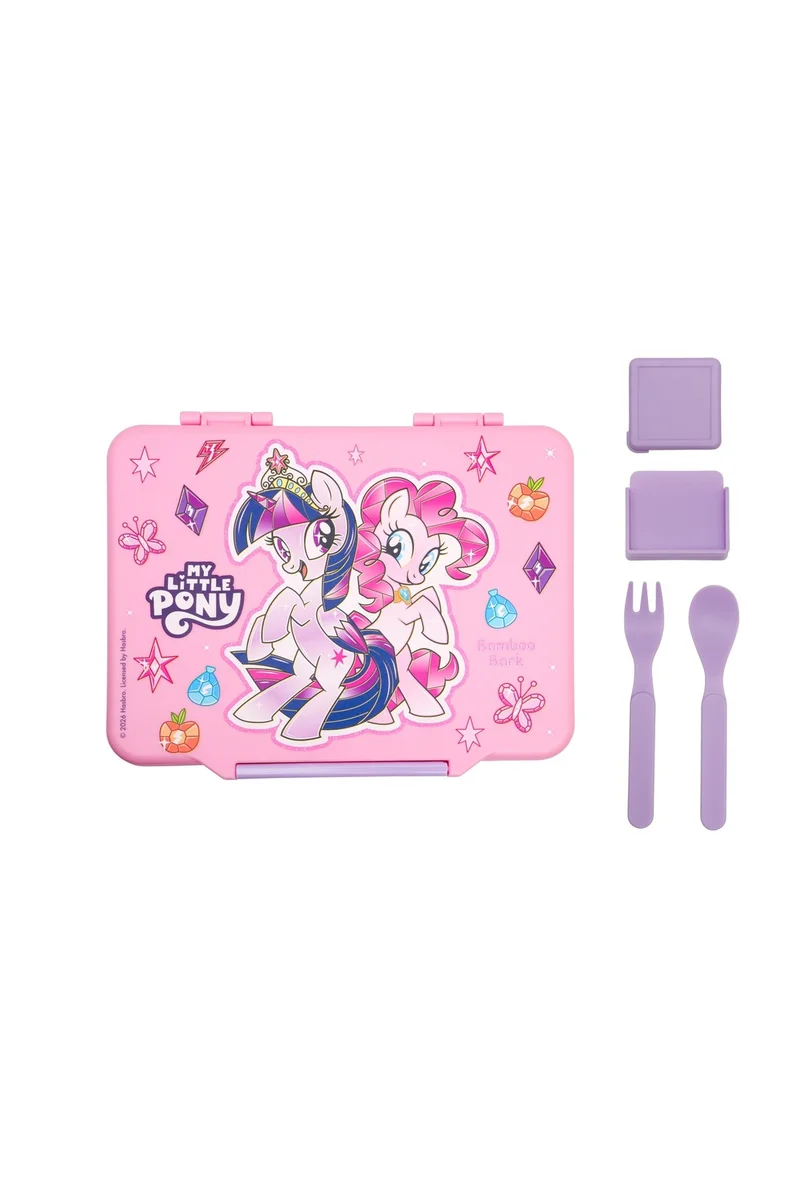 Bamboo Bark My Little Pony Lunch Box for Girls, Children & Adults, 1300ml Leak-Proof 5 Compartments Bento Lunch Box For Kids Include Cutlery & Sauce Container, BPA-Free Food Container for School, Office & Daily Meals