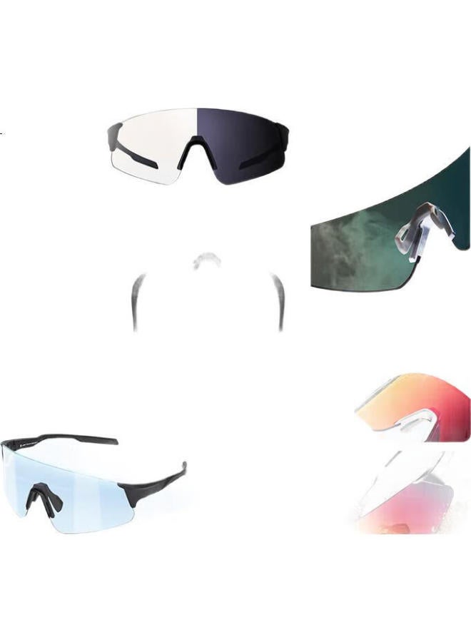 JD.com Running And Cycling Glasses Photochromic Outdoor Sunglasses Windproof Sunscreen Sports Glasses White Frame Anti-Fog - Image 1