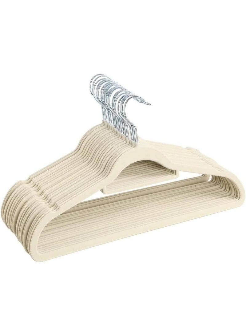 Happy Home Set of 20 Non-Slip Velvet Hangers - Durable Clothes Hangers with Soft Velvet Surface to Protect Clothes, 360 Degree Swivel Hook for Easy and Flexible Hanging - Hangers for Suits, Dresses, Shirts, and Pants - Elegant Beige Color for Closet Organization and Arrangement - Image 2