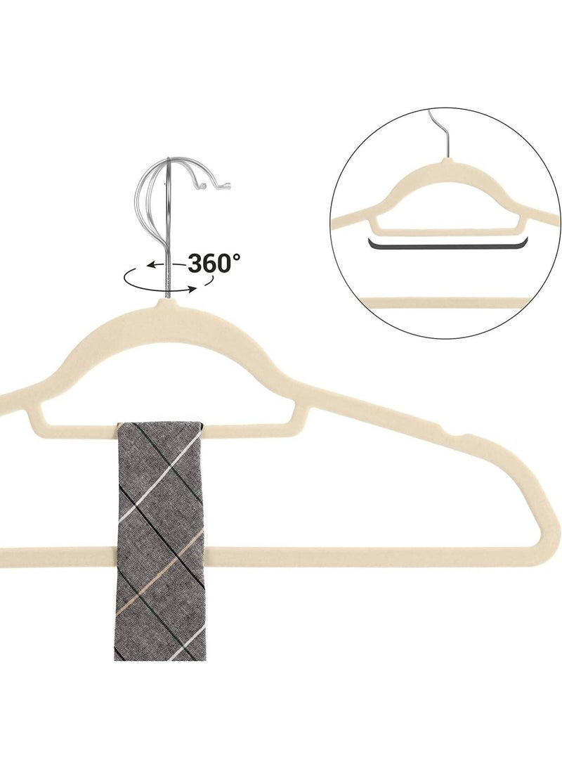 Happy Home Set of 20 Non-Slip Velvet Hangers - Durable Clothes Hangers with Soft Velvet Surface to Protect Clothes, 360 Degree Swivel Hook for Easy and Flexible Hanging - Hangers for Suits, Dresses, Shirts, and Pants - Elegant Beige Color for Closet Organization and Arrangement - Image 4