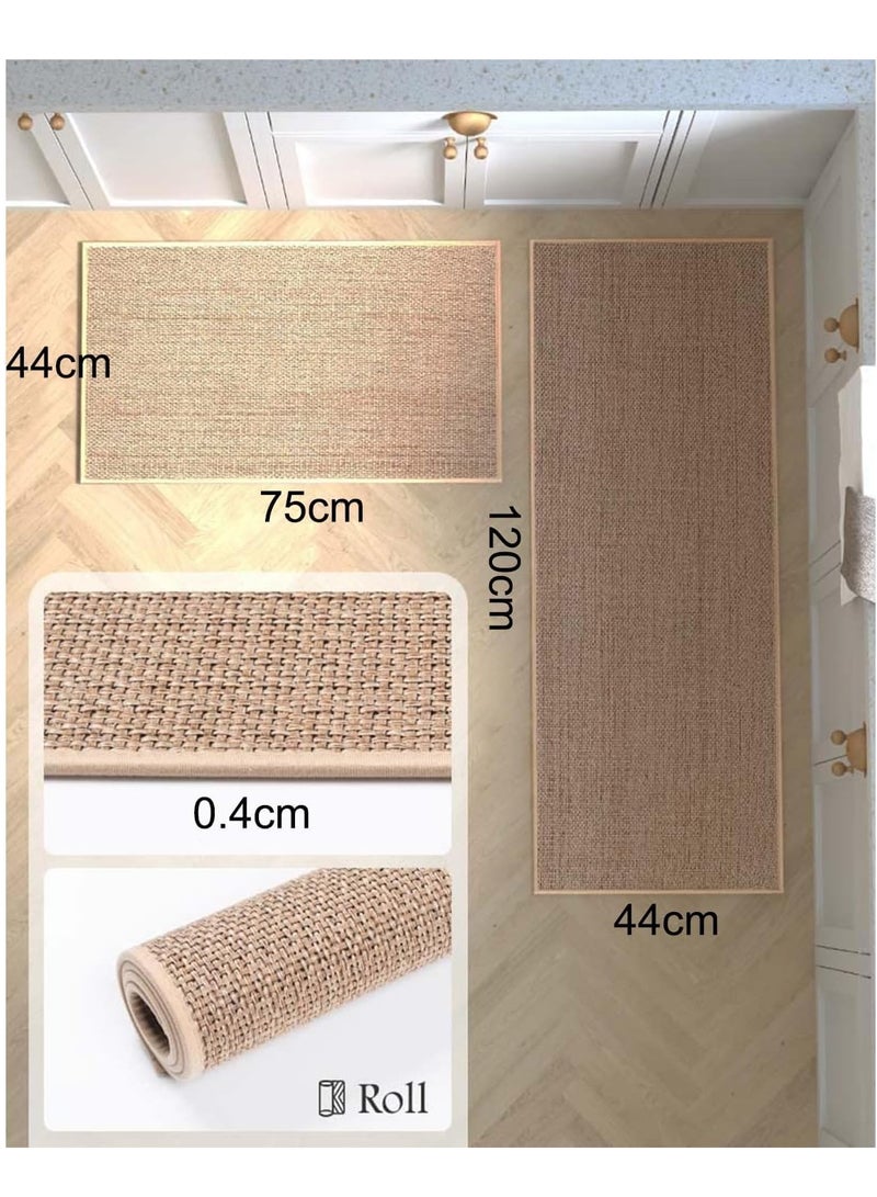 Arabest 2pcs Kitchen Rugs and Mats Washable, Natural Rubber Bottom Kitchen Mat, Non Skid Rugs for Kitchen, Braid Jute Kitchen Floor Rug for Kitchen Carpet in Front of Kitchen Sink  - Image 2
