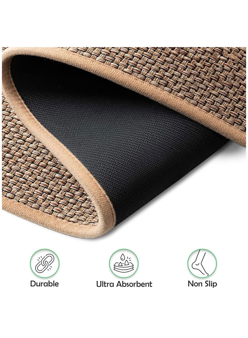 Arabest 2pcs Kitchen Rugs and Mats Washable, Natural Rubber Bottom Kitchen Mat, Non Skid Rugs for Kitchen, Braid Jute Kitchen Floor Rug for Kitchen Carpet in Front of Kitchen Sink  - Image 4