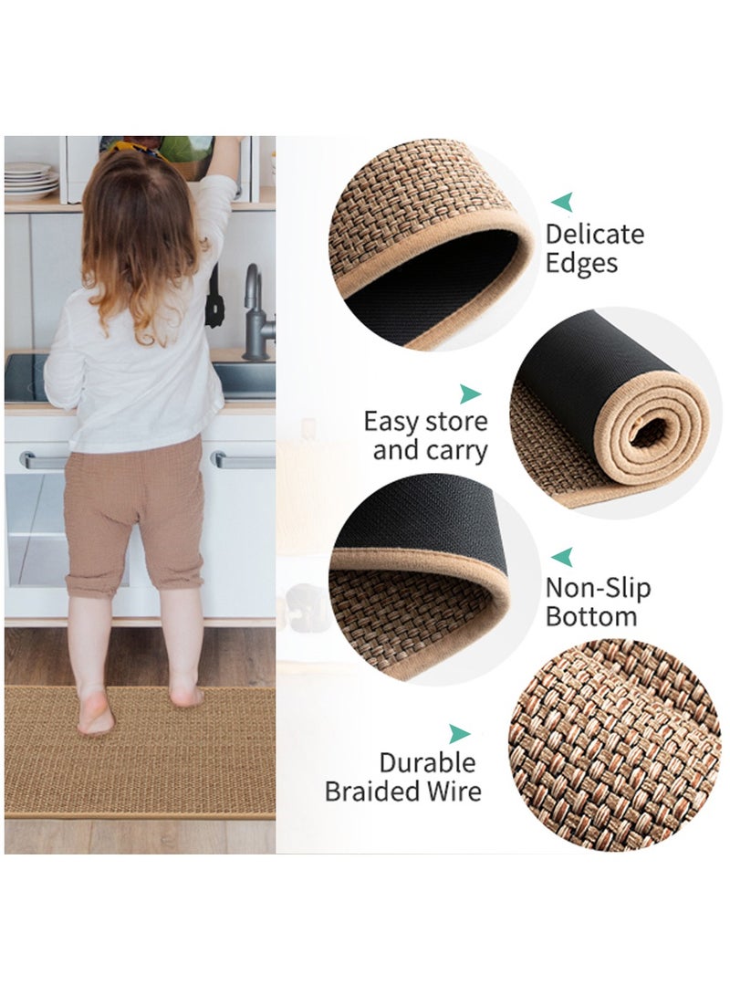 Arabest 2pcs Kitchen Rugs and Mats Washable, Natural Rubber Bottom Kitchen Mat, Non Skid Rugs for Kitchen, Braid Jute Kitchen Floor Rug for Kitchen Carpet in Front of Kitchen Sink  - Image 5