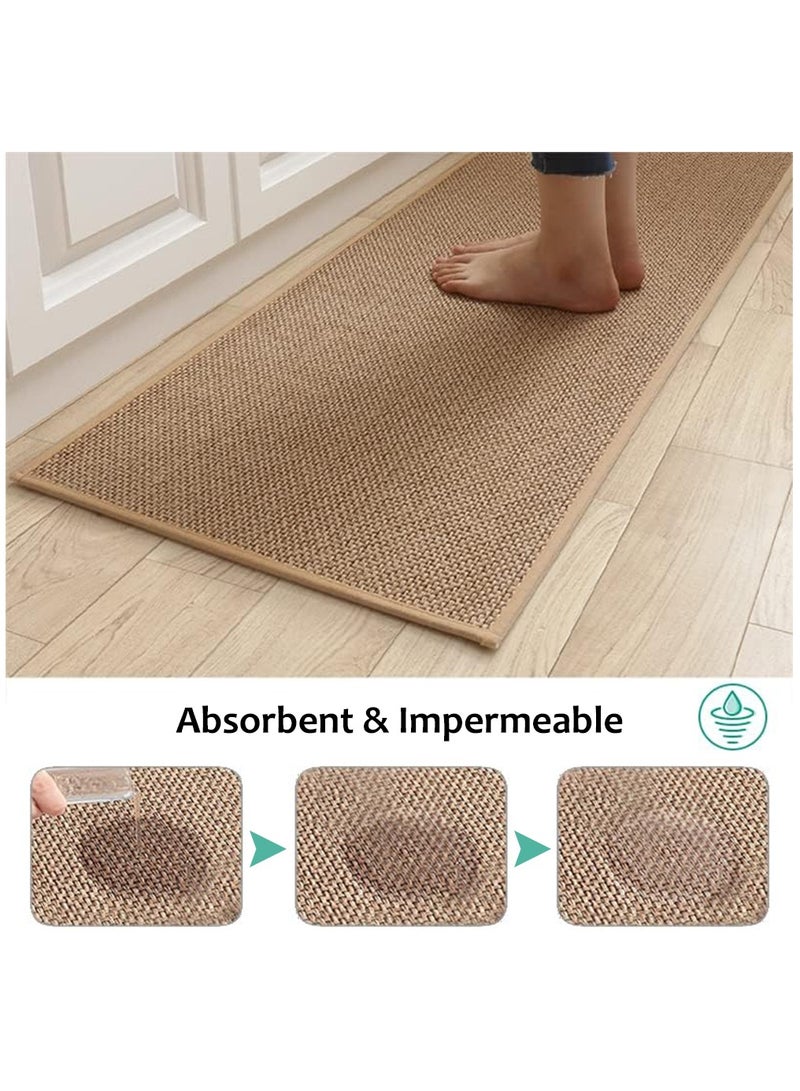 Arabest 2pcs Kitchen Rugs and Mats Washable, Natural Rubber Bottom Kitchen Mat, Non Skid Rugs for Kitchen, Braid Jute Kitchen Floor Rug for Kitchen Carpet in Front of Kitchen Sink  - Image 3