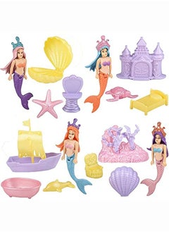 Princess Mermaid Doll Playset Set Of 3 Mermaid Toys For Girls And Boys With Doll Castle Shells Mirror Throne And More Princess Party Favors Pretend Play Toys For Kids