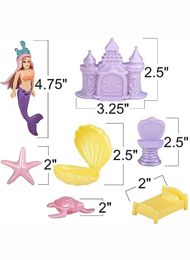 ArtCreativity - Princess Mermaid Doll Playset Set Of 3 Mermaid Toys For Girls And Boys With Doll Castle Shells Mirror Throne And More Princess Party Favors Pretend Play Toys For Kids - Image 1