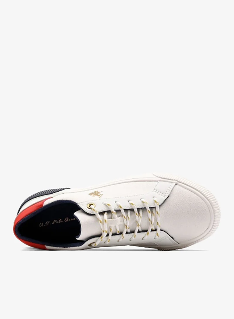 U.S. Polo Assn. WHITE-RED-NAVY USPA Women’s Canvas Platform Sneakers – Casual Lace-Up Fashion Shoes with Chunky Sole | Lightweight Everyday Comfort Trainers | White/Navy/Red for Women | Best Price UAE