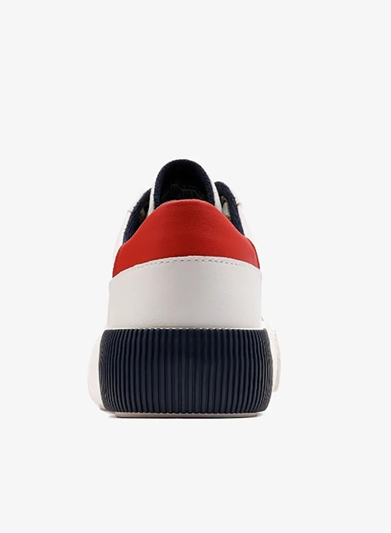 U.S. Polo Assn. WHITE-RED-NAVY USPA Women’s Canvas Platform Sneakers – Casual Lace-Up Fashion Shoes with Chunky Sole | Lightweight Everyday Comfort Trainers | White/Navy/Red for Women | Best Price UAE