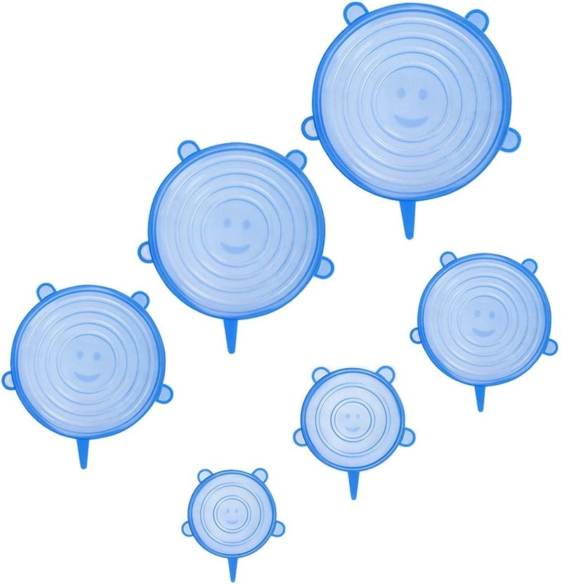 MALL SKY MALL Silicone Stretch Lids 6 PCS Various Sizes Bowls Covers Reusable Rubber for Stayfresh Savers Stretchy Wrap Lid Fit Universal Container Bowl Cup Pot (6) - Image 1