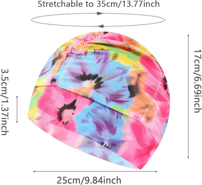 Ewandastore Colorful Pleated Nylon Cloth Swim Cap Large Swimming Cap Hot Spring Bathing Caps for Adult Men Women Long Hair - Image 3