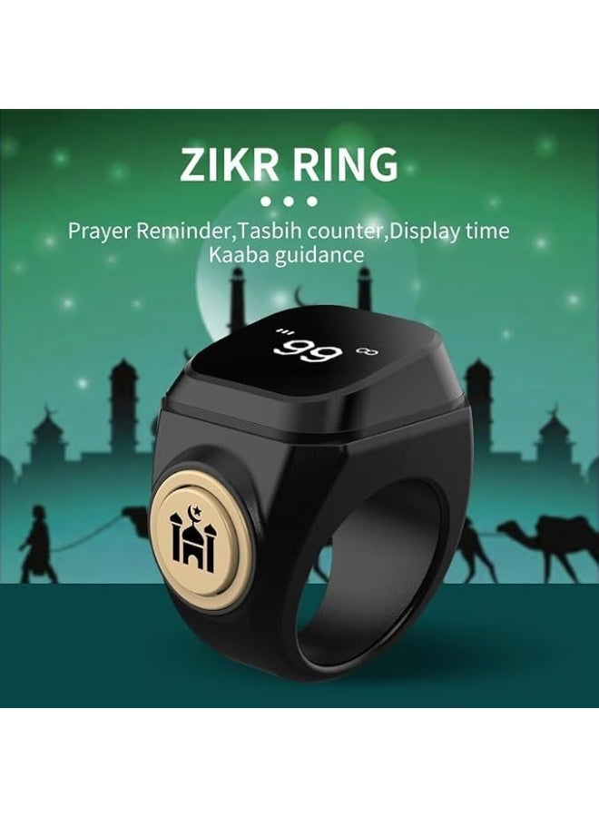 Digital Finger Counter and Prayer Time Reminder Ring 22mm with OLED Display Tasbih Counter Vibration Alerts Waterproof Rechargeable Wearable - Image 3