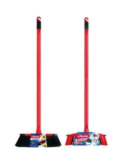 Pack of 2 Classic Long Handle Push Broom  with Sticks