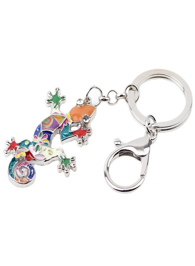 BONSNY Enamel Metal Gecko Lizard Key Chains Rings Gift For Women Girl Car Purse bag Rings Charms (Multicolor) - Image 2