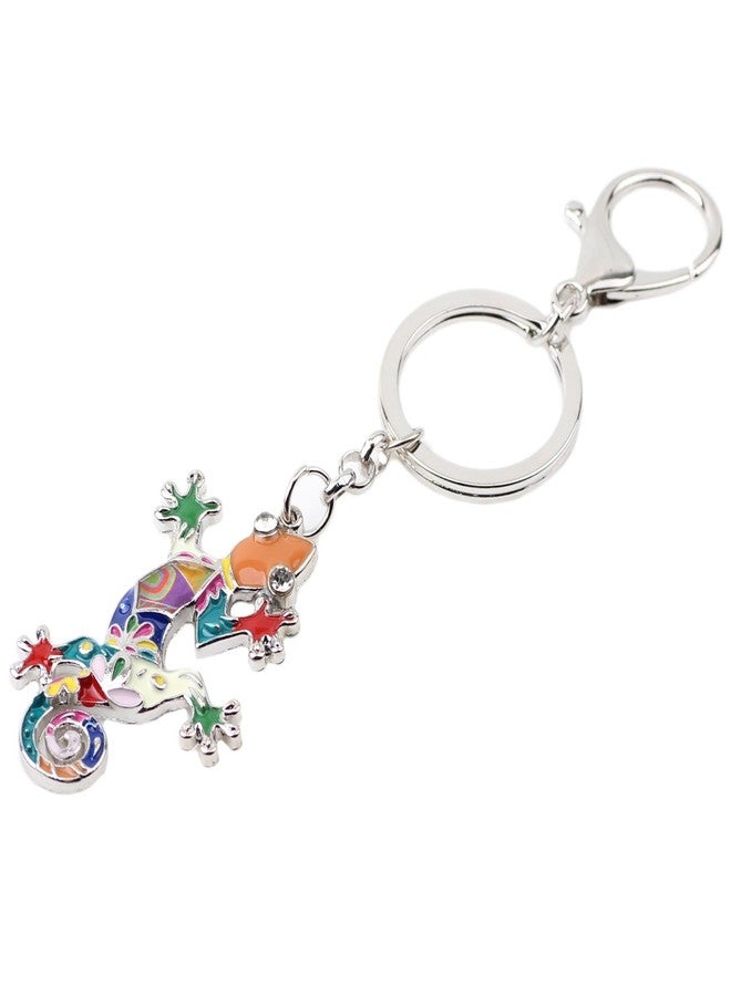 BONSNY Enamel Metal Gecko Lizard Key Chains Rings Gift For Women Girl Car Purse bag Rings Charms (Multicolor) - Image 3
