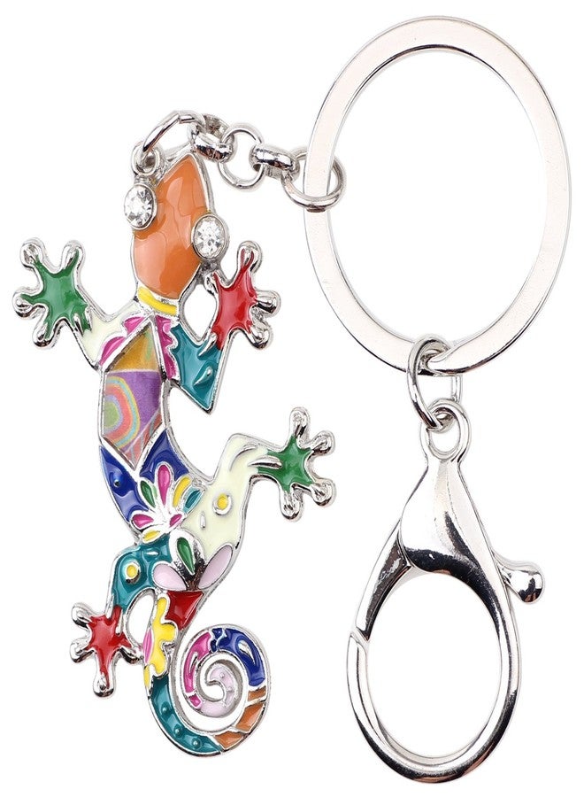 BONSNY Enamel Metal Gecko Lizard Key Chains Rings Gift For Women Girl Car Purse bag Rings Charms (Multicolor) - Image 1
