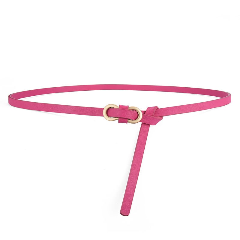 Popular belt womens high-grade fashion all-match dress shirt decorative suit Girls simple thin belt Rose Red 