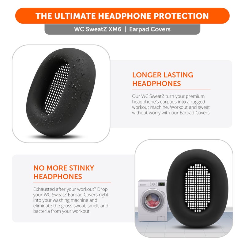 WC SweatZ XM6 â€“ Patented Silicone Earpad Sweat Covers Compatible with Sony WH-1000XM6 by Wicked Cushions | Does not fit WC PadZ XM6 XL | Sweatproof & Easily Washable | Black - Image 4