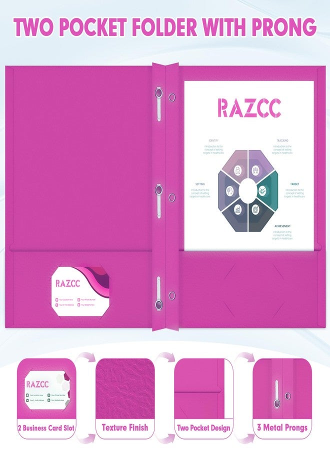 RAZCC Two Pocket Folders, RAZCC 75 Pack Two Pocket Folders with Prongs, 3 Prong Folders Fit Letter Size Paper, Pocket File Folders for School Office Home Business, Rose Purple - Image 3