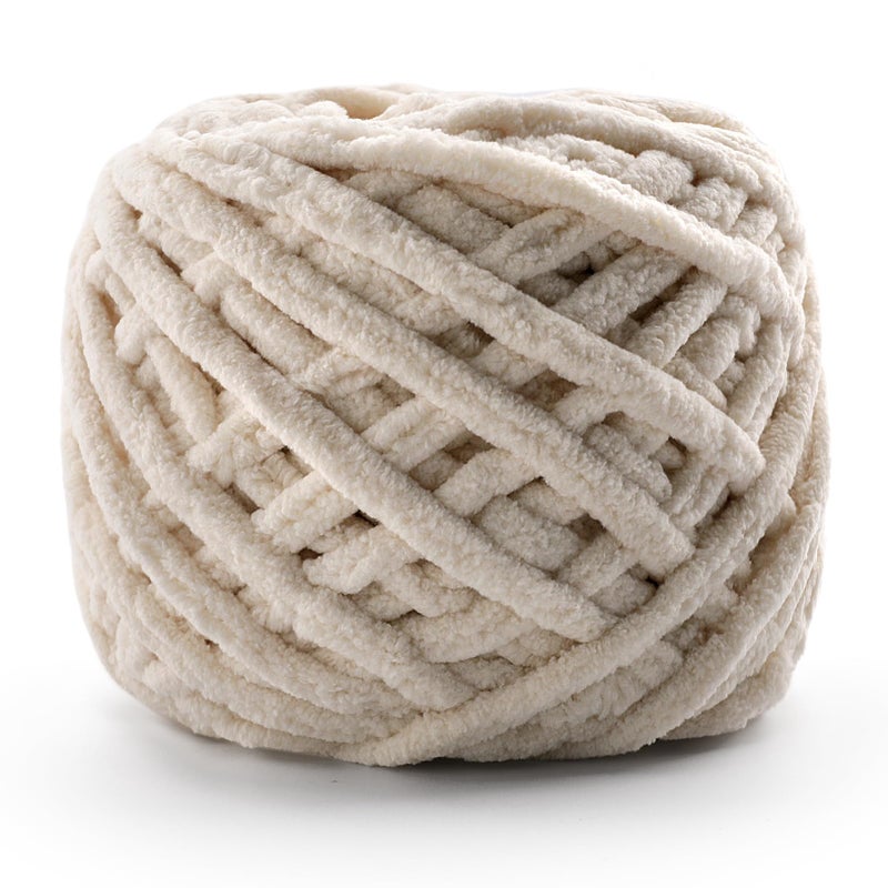 NDICANG Chunky Chenille Yarn for Crocheting, Fluffy Baby Blanket Yarn for Crochet Sweater Shawl Scarf Gloves, Super Soft Amigurumi Plush Yarn 74yards/3.5 Oz (Beige) - Image 1
