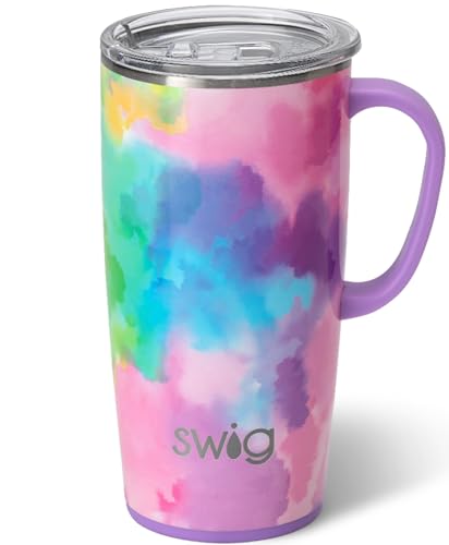 Swig Life 22oz Travel Mug Insulated Tumbler with Handle and Lid Cup Holder Friendly Dishwasher Safe Stainless Steel Travel Coffee Cup Insulated Mug Cloud Nine - Image 1