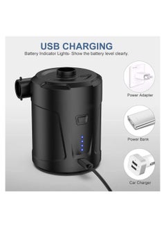 Y&D Electric Air Pump for Inflatables, with 3 Nozzles USB/ 5000mAh Rechargeable Battery, Mattress, Pool Floats, Bed, Portable Inflator Deflator  - Image 2