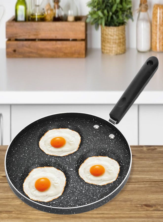 3 Round Holes Non Stick Coating Eggs Frying Pan Home Kitchen Cookware Breakfast Cooking Tool - Image 2