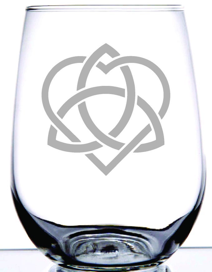 IRISH CELTIC SISTERHOOD KNOT LASER ETCHED ON 15 OUNCE STEMLESS WINE GLASS ANY SISTER WILL LOVE THIS REMINDER OF YOUR BOND