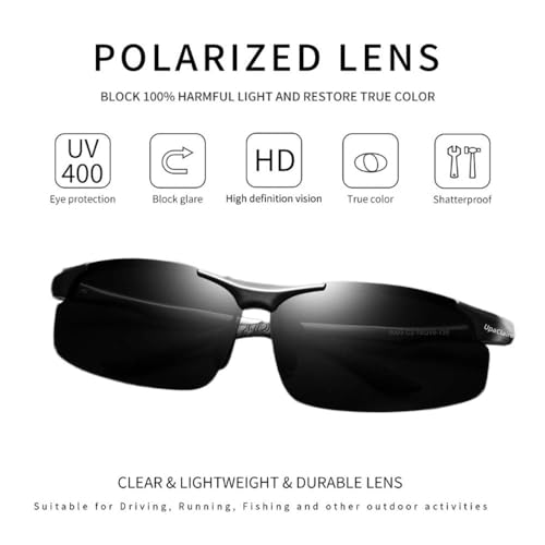 UpaClaire High Definition Polarized Sports Sunglasses for Men UV Protection Metal Frame Unbreakable for Cycling Running Fishing Golf Driving - Image 3