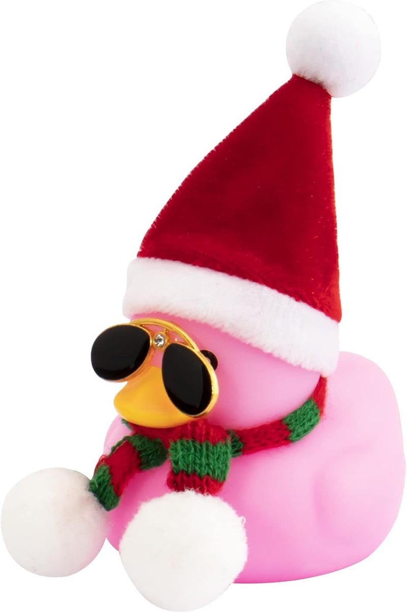 wonuu Tiktok Duck Car Dashboard Decorations Rubber Duck Car Ornaments Cool Pink Duck with Propeller Helmet Sunglasses Gold Chain - Image 1