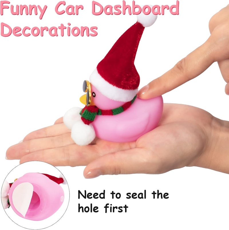 wonuu Tiktok Duck Car Dashboard Decorations Rubber Duck Car Ornaments Cool Pink Duck with Propeller Helmet Sunglasses Gold Chain - Image 5