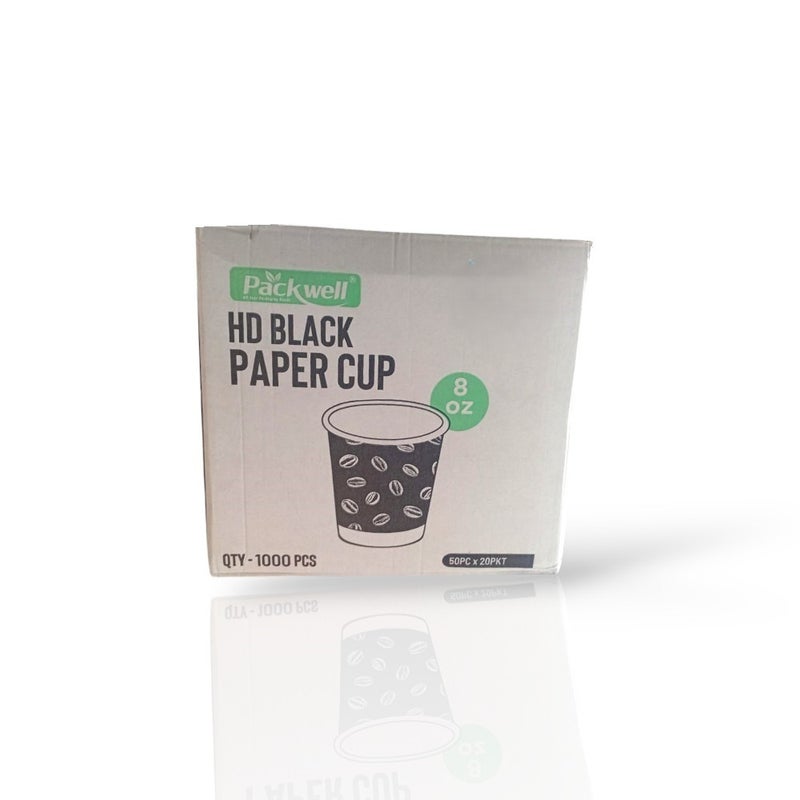 Packwell Paper Cup HD 8 OZ – Disposable Paper Cups | 50pcs × 20 Pack (1000 Cups) | Leak-Resistant, Food-Grade, Eco-Friendly | Ideal for Hot & Cold Beverages - Image 1