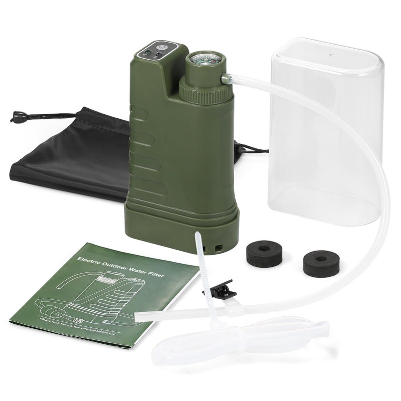 Electric System Survival Kit Portable USB Powered Water Filter with Night Light and Compass for Outdoor Camping Hiking Backpacking Emergency Preparedness - Image 1