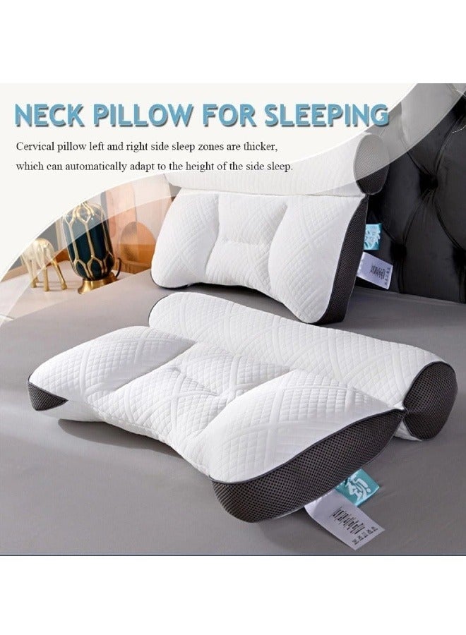 Bed Pillow for Neck Support Adjustable Cervical Pillow Cozy Sleeping Hose Filling Breathable Partition Design Fabric Sleeper Pillow Machine Wash Ergonomic Contour Side Sleeper Pillows for Adults - Image 2