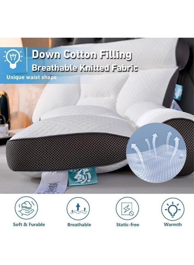 Bed Pillow for Neck Support Adjustable Cervical Pillow Cozy Sleeping Hose Filling Breathable Partition Design Fabric Sleeper Pillow Machine Wash Ergonomic Contour Side Sleeper Pillows for Adults - Image 4