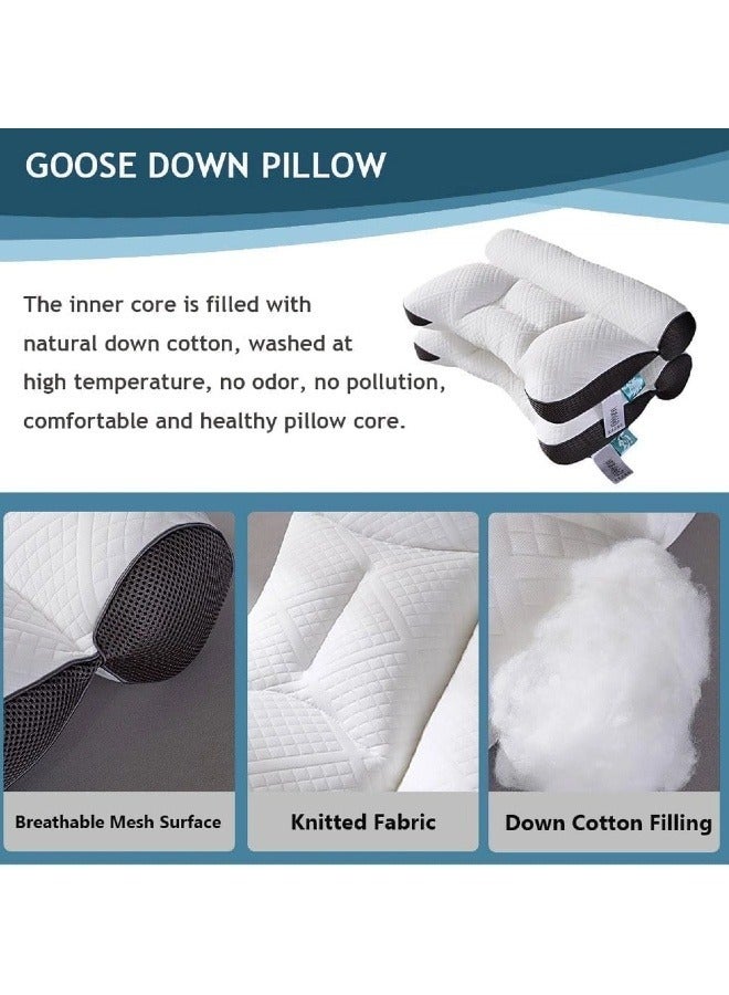 Bed Pillow for Neck Support Adjustable Cervical Pillow Cozy Sleeping Hose Filling Breathable Partition Design Fabric Sleeper Pillow Machine Wash Ergonomic Contour Side Sleeper Pillows for Adults - Image 5