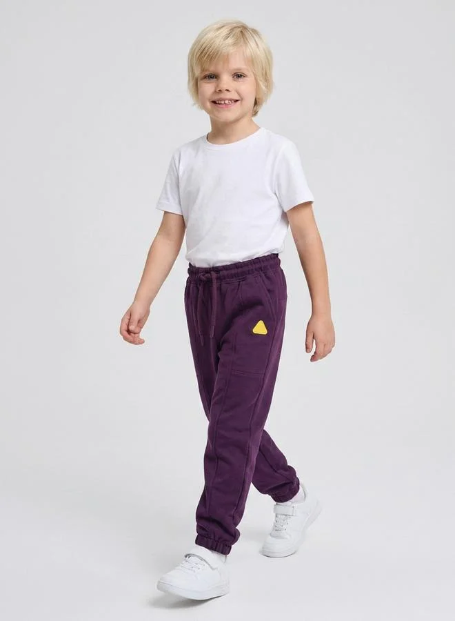 Take Two  Boys Burgundy Pintuck Details Cuffed Hem Cotton Joggers By Juniorloom for Men | Best Price UAE