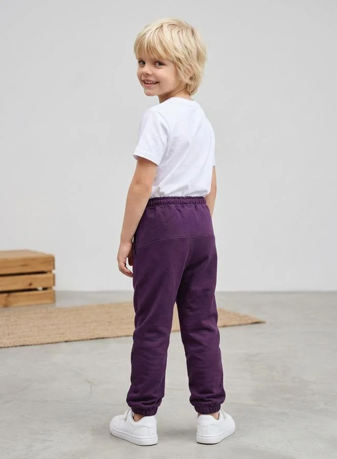 Take Two  Boys Burgundy Pintuck Details Cuffed Hem Cotton Joggers By Juniorloom for Men | Best Price UAE