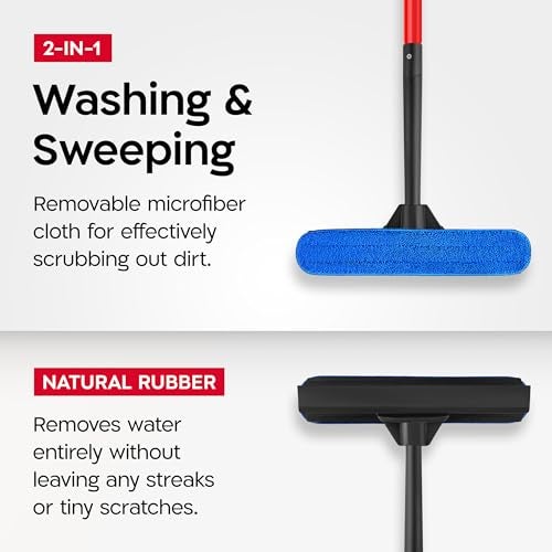 Tyroler Bright Tools Tyroler Professional Window Squeegee for Home, 12"-80" Long Squeegee for Window Cleaning, 2-in-1 Window Cleaning Squeegee Kit, Indoor & Outdoor Window Cleaner Tool for High Windows & Glass (12"-80") - Image 2