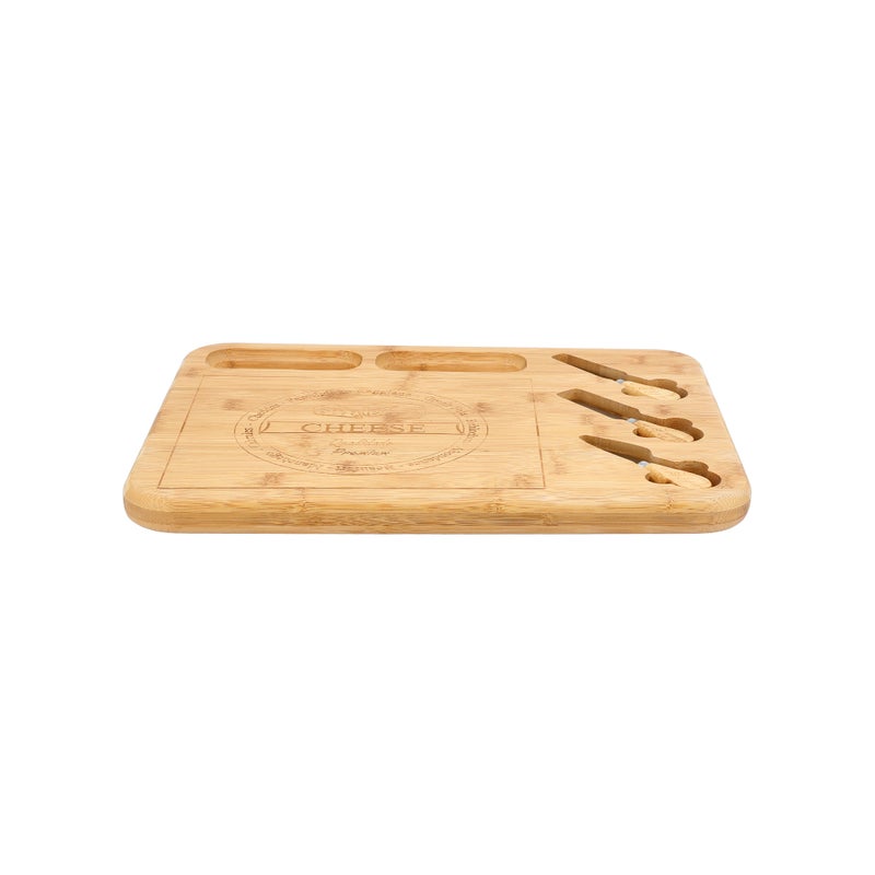 Alberto bamboo cutting board with 3 cheese knives 40*32*2.5 cm - Image 3