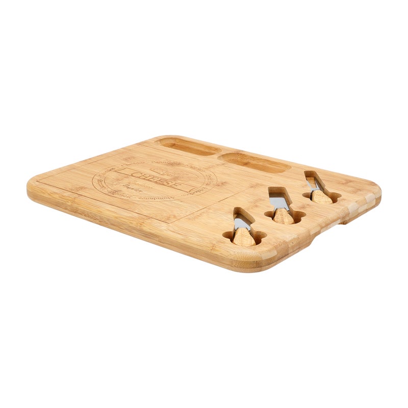 Alberto bamboo cutting board with 3 cheese knives 40*32*2.5 cm - Image 2
