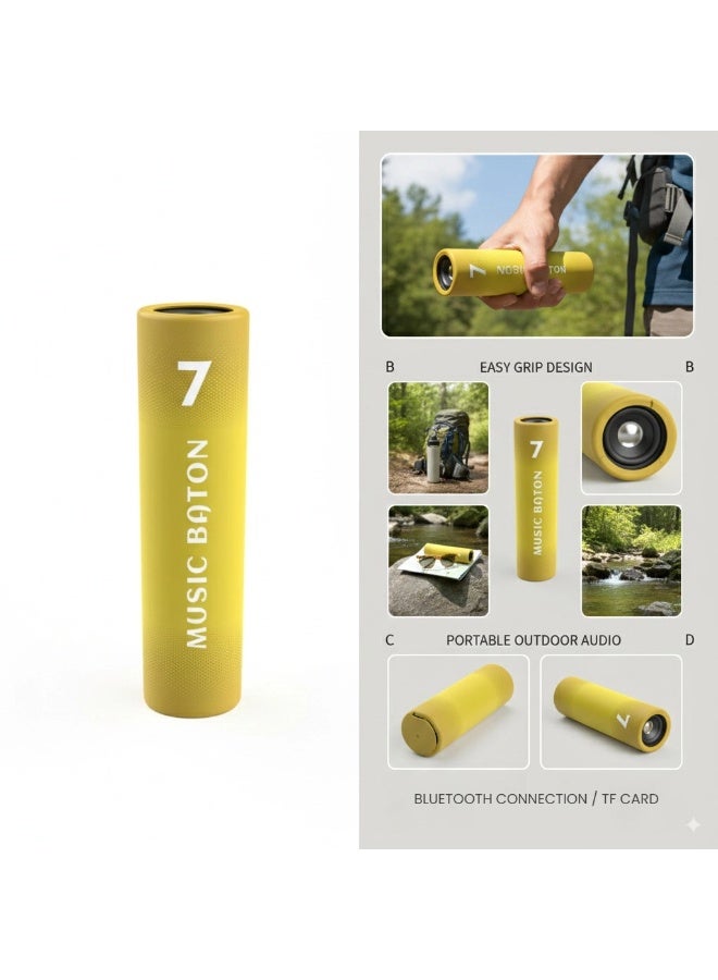 Sunflower Yellow Relay Baton Shaped Portable Outdoor Bluetooth Speaker, Baton Style Wireless Bluetooth Music Speaker, Bidirectional Charging Two way Charge, Portable Mini Small Speaker, Outdoor Sports Hiking Camping - Image 3