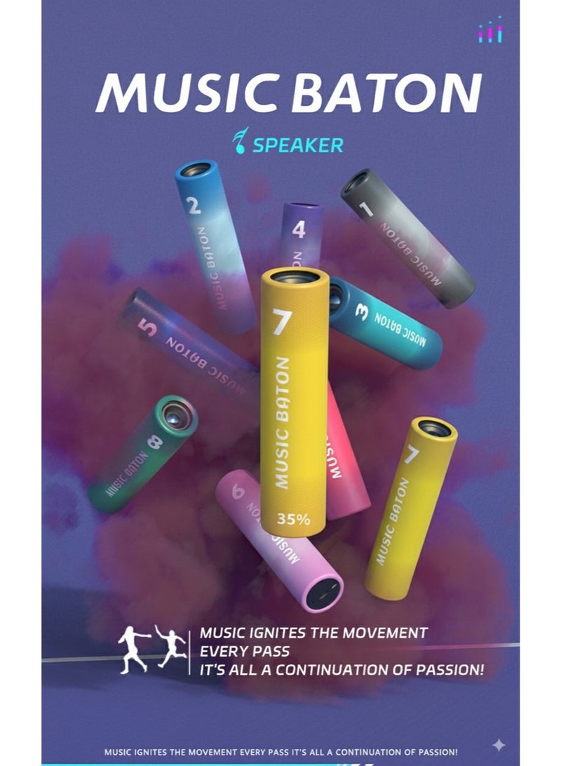 Sunflower Yellow Relay Baton Shaped Portable Outdoor Bluetooth Speaker, Baton Style Wireless Bluetooth Music Speaker, Bidirectional Charging Two way Charge, Portable Mini Small Speaker, Outdoor Sports Hiking Camping - Image 2