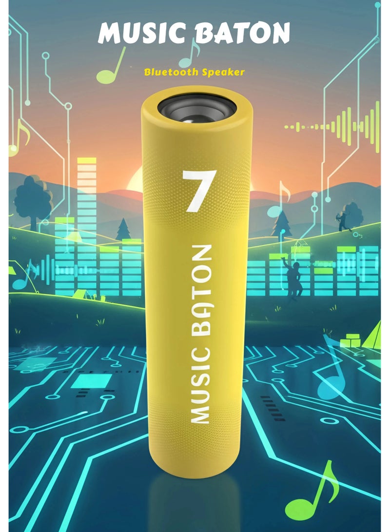 Sunflower Yellow Relay Baton Shaped Portable Outdoor Bluetooth Speaker, Baton Style Wireless Bluetooth Music Speaker, Bidirectional Charging Two way Charge, Portable Mini Small Speaker, Outdoor Sports Hiking Camping - Image 1