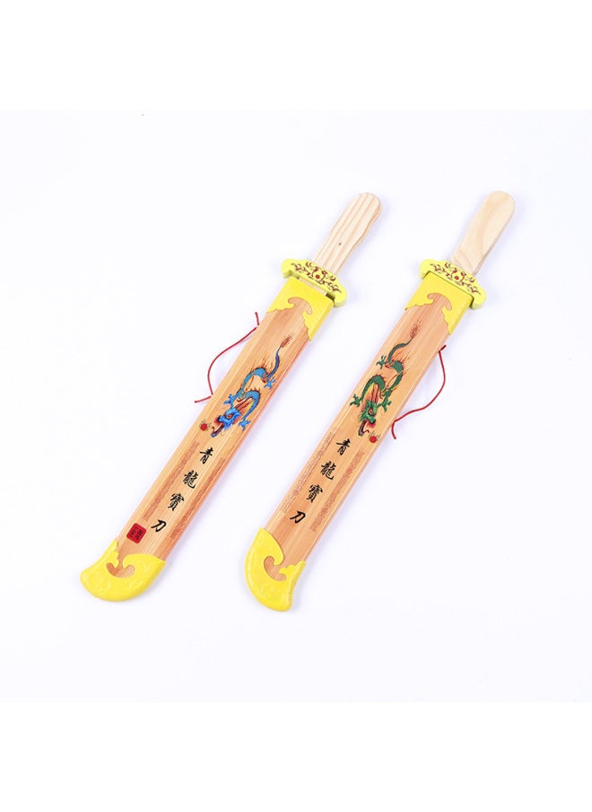 Direct Bamboo Sword Wooden Sword Wooden Sword Model Dragon Sword Warrior Props Model Stall Scenic Spot Wholesale-Color:Cartoon Samurai Sword  - Image 3