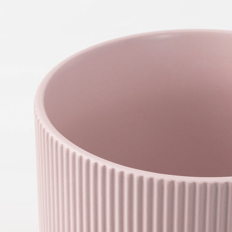 GRADVIS Grooved Stoneware Plant Pot, Pink, 12 cm - Image 5