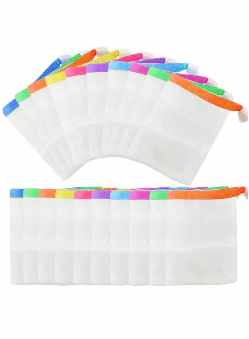 20 Pack Handmade Soap Bubble Mesh Bags, Exfoliating Mesh Soap Bag, Double Layer Foam Net Soap Saver Pouch Bags Body Facial Cleaning Tool(Assorted Colors)  - Image 1