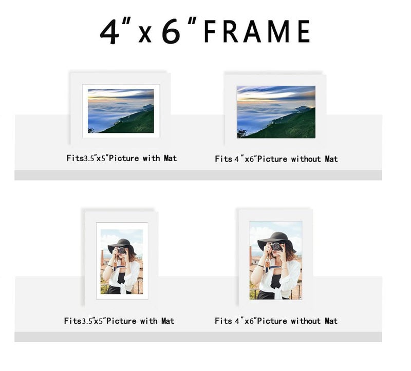 Picrit 8x10 إطار الصورة مجموعة من 12 عرض 5x7 مع حصيرة أو 8x10 دون إطارات صور حصيرة لتركيب الجدار أو أعلى الجدول عرض أبيض. - Image 3