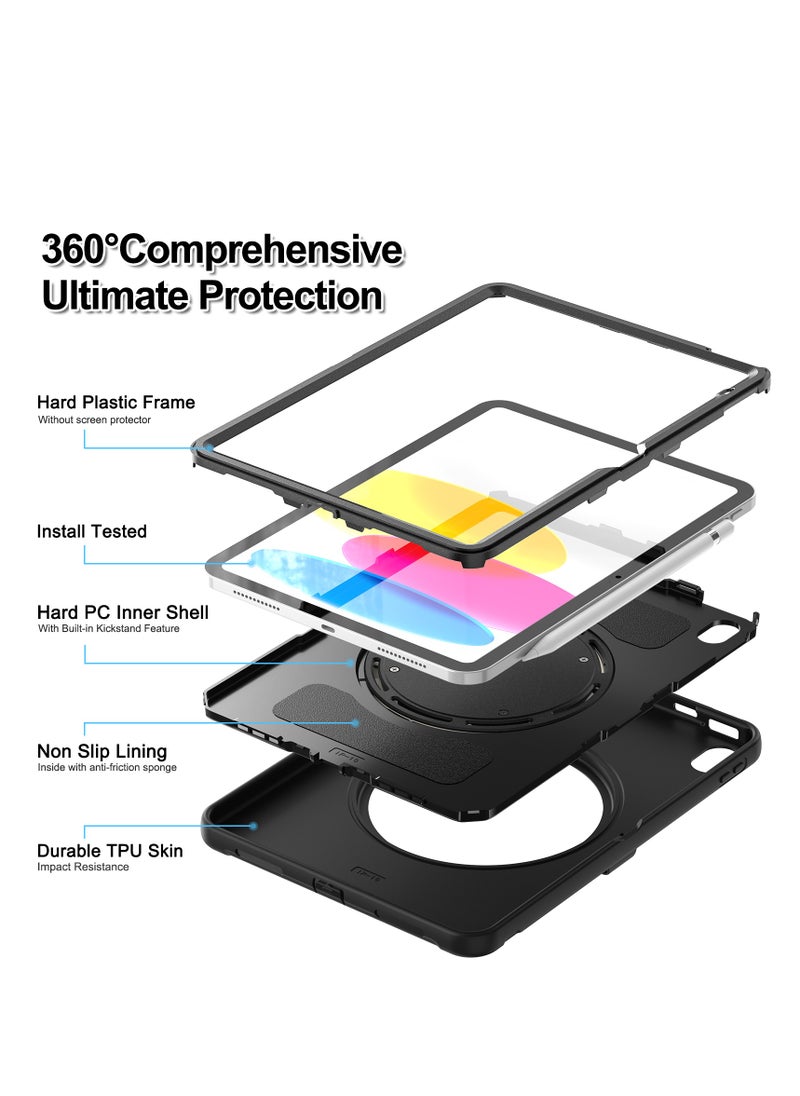 GULFLINK Rugged Heavy Duty Protective Case with Rotating Stand for ipad 10th 10.9 inch 2022（A2757/A2777）Black  - Image 5